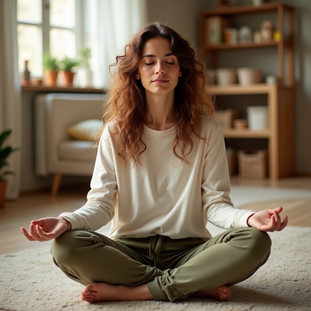 Genitore che pratica meditazione per trovare equilibrio nella vita familiare