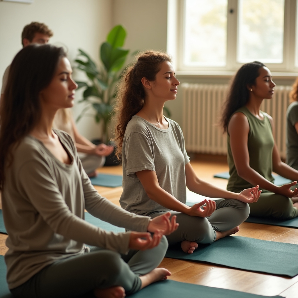 Gruppo in sessione di meditazione guidata